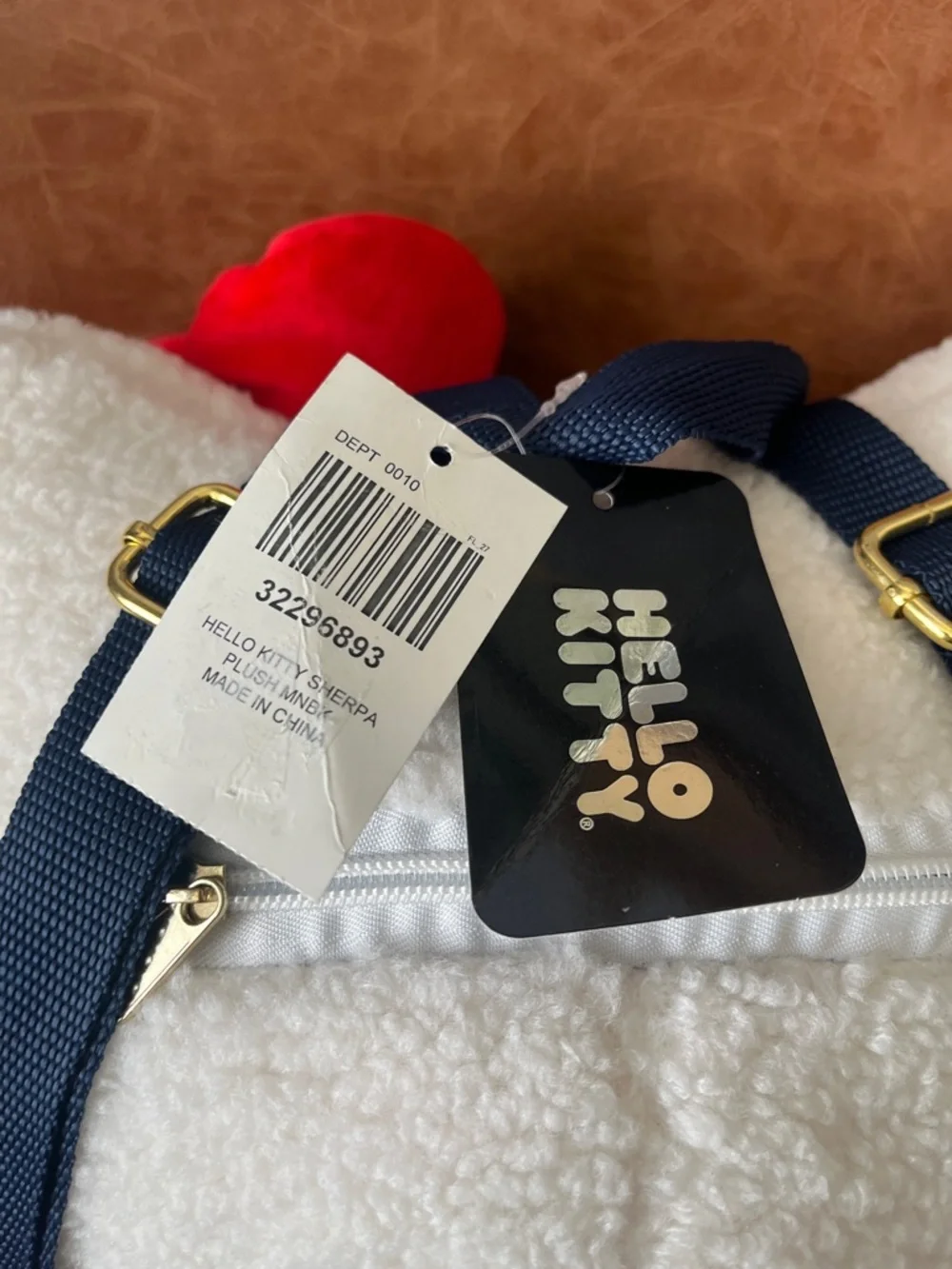 Hello Kitty White and Navy Sherpa Backback with zipper storage collector